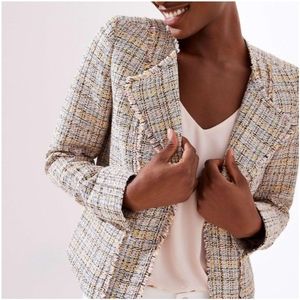 Loft Multicolored Tweed Blazer Jacket